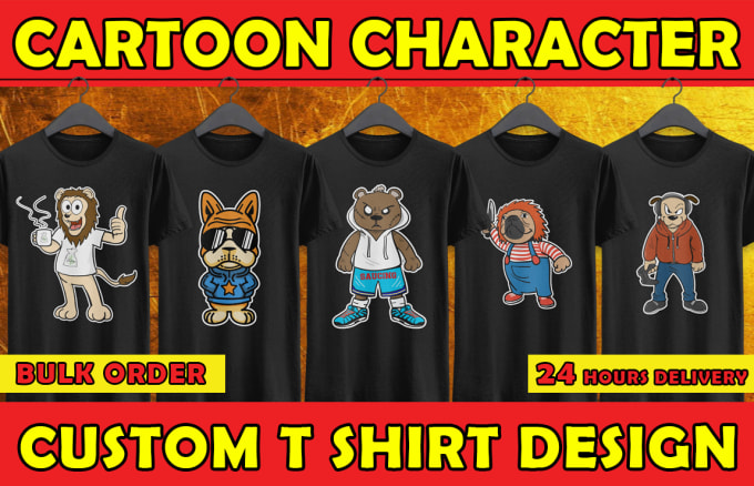 Do custom t shirt design with any cartoon character by Zeeshan_8822 | Fiverr