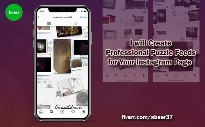 professionally create an amazing 48 instagram puzzle feed