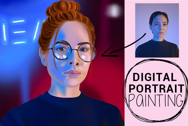 do professional realistic digital portraits for you