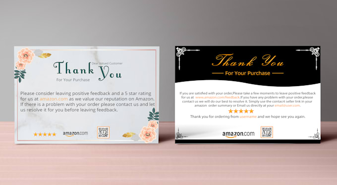 Design Amazon Thank You Card Product Insert Package Insert
