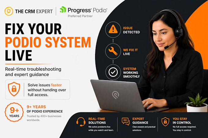 fix and optimize your podio CRM with live online support