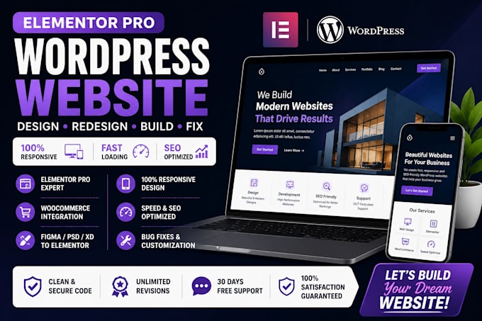 create responsive wordpress website with elementor pro