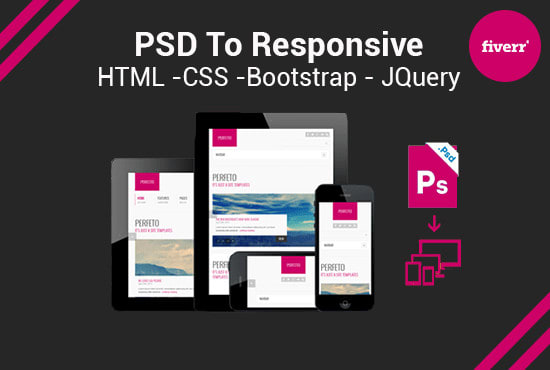 Convert psd into html and css by Designbysadia | Fiverr