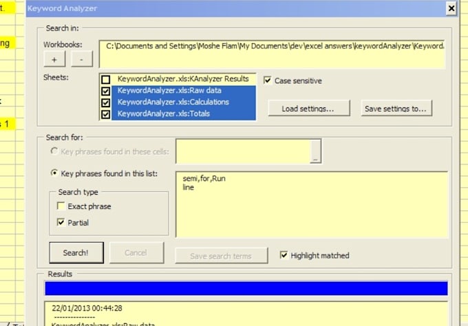 Make your custom vba seo keyword search macro with regex for excel