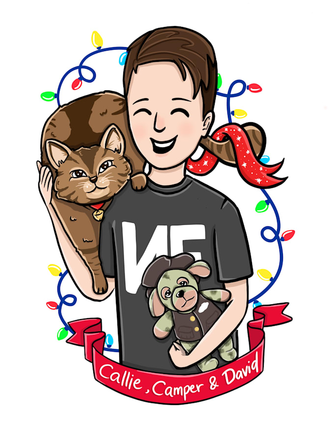 Make christmas or holiday portrait illustrations by Louellamancao Fiverr