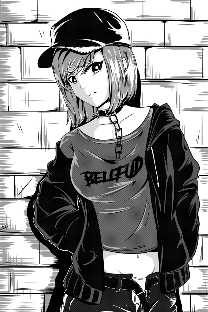 Lineart, black white, and coloring any character or anime by Bellfud