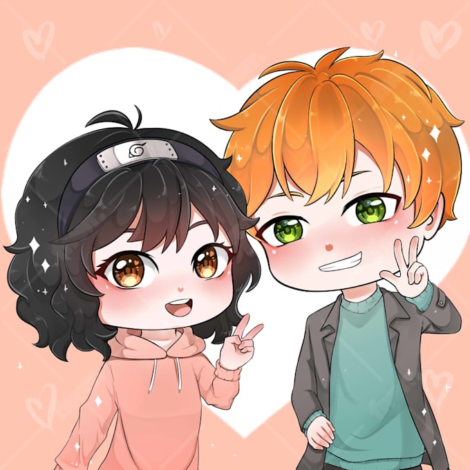 dibujo de pareja chibi