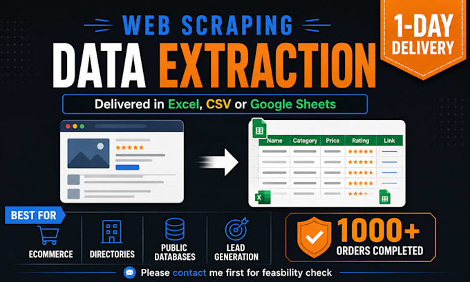do web scraping and data scraping into clean excel CSV