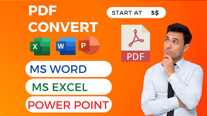 convert PDF to ms word, powerpoint, ms excel