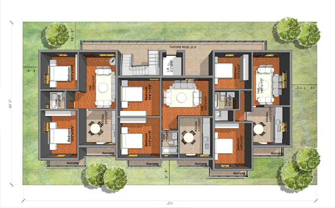 create realistic humanized architectural floor plans