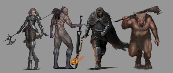paint character concept art and illustrations for you