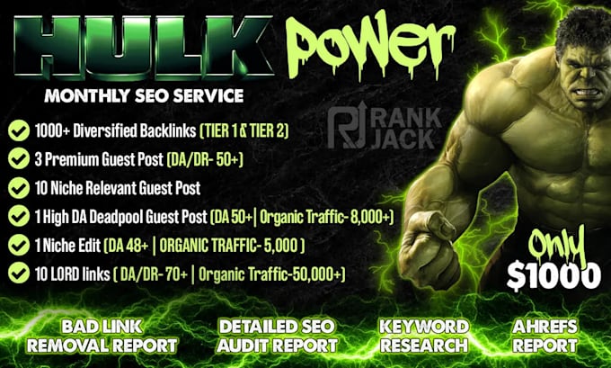 create monthly SEO backlinks service for top google ranking