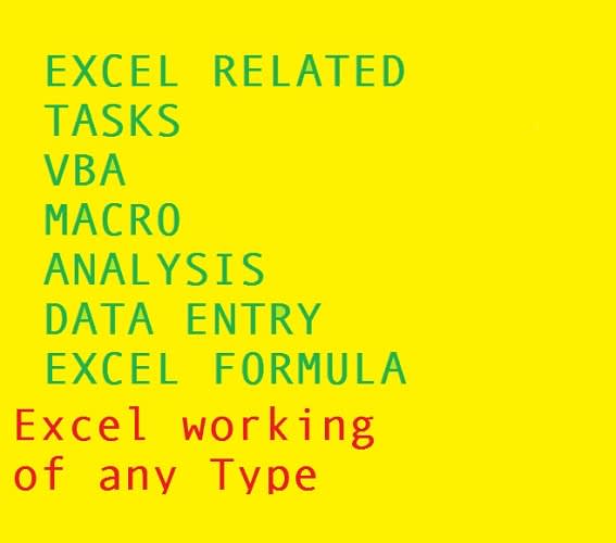 do excel work, excel formulas, pdf to excel, data entry, vba, macro