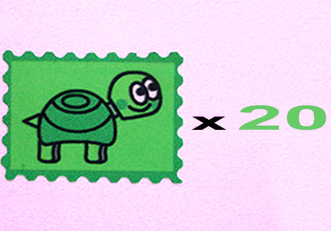send 20 extremely happy little turtle stickers
