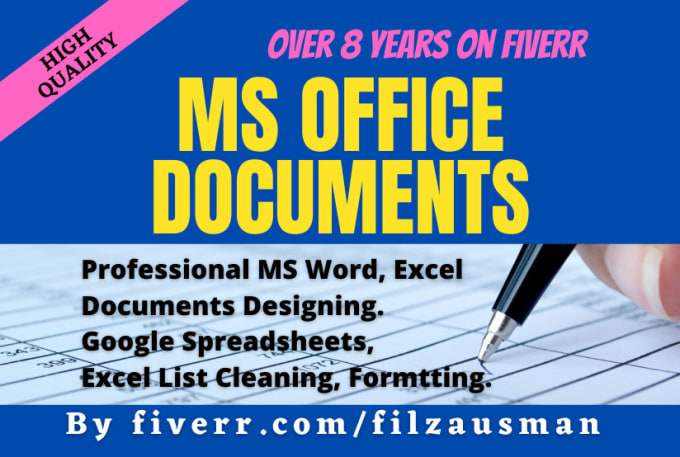 make professional ms word, excel documents, list cleaning