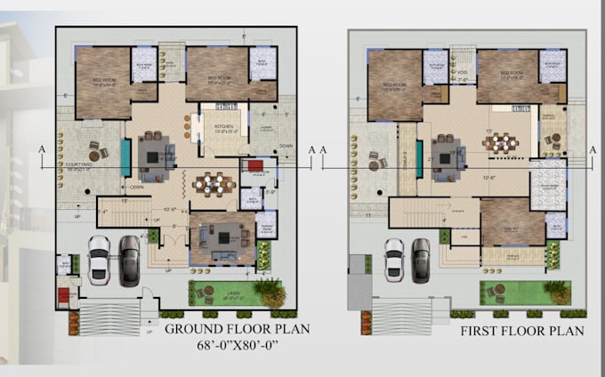 render architectural site plan, floor plan, sections, and elevations
