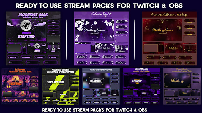 sell a premade stream overlay, animated twitch overlay, kick package redy to use