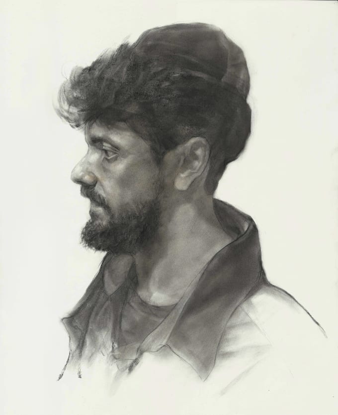 Sketching portraits using dry medium such as pencil and charcoal
