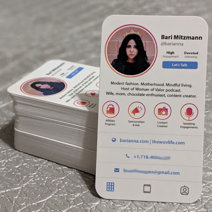 Create an instagram influencer business card for you by Pfs samm Fiverr