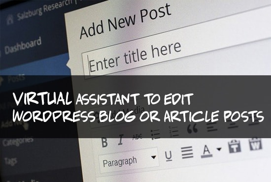 I will virtual assistant to edit wordpress blog articles posts pages with elementor