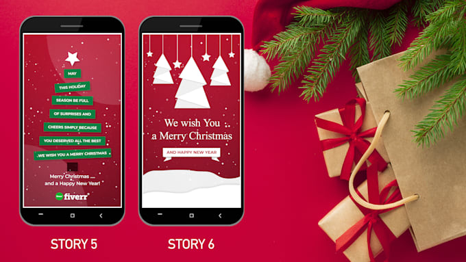 create a christmas or happy new year animated instagram story or post