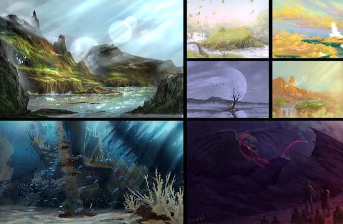 draw landscape illustrations and backgrounds