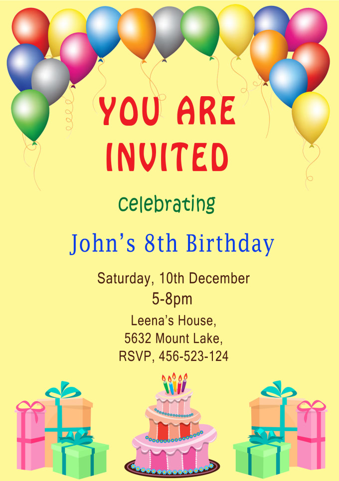 Make birthday invitation cards by Akanksha7730