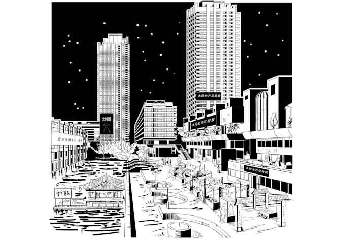 illustrate city scenes in comic style