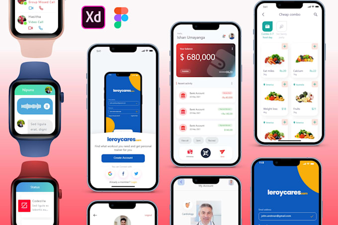 figma website design, figma app design, wireframe, mobile app design, ui ux
