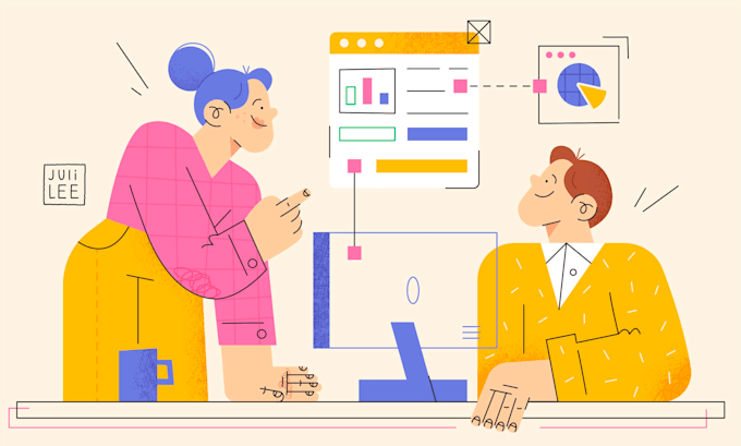 create a unique custom vector illustration in flat style