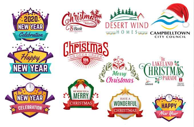 design christmas and happy new year logo