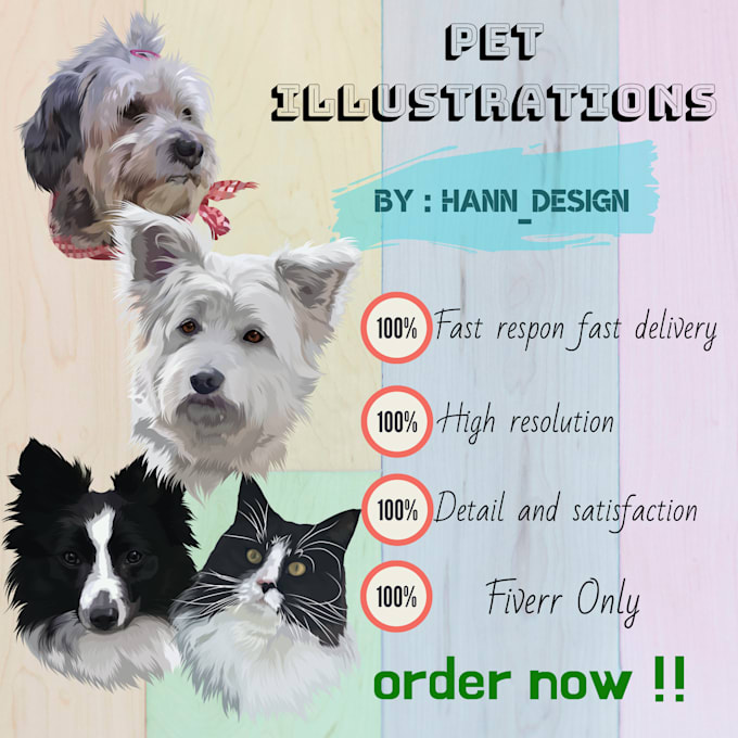 Make a vector pet or pet cartoon your dog and cat by Hann_design Fiverr