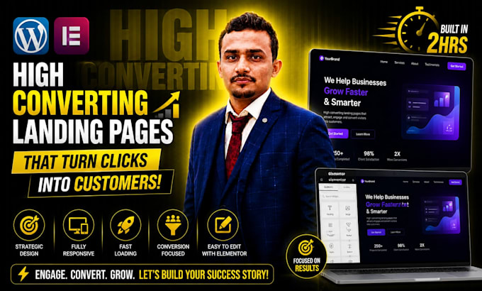 design a high converting landing page using wordpress and elementor
