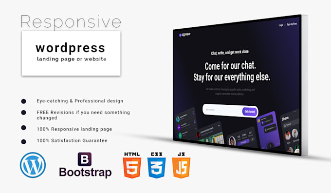 design a responsive wordpress landing page or website