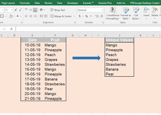 extract unique values in excel or google sheets