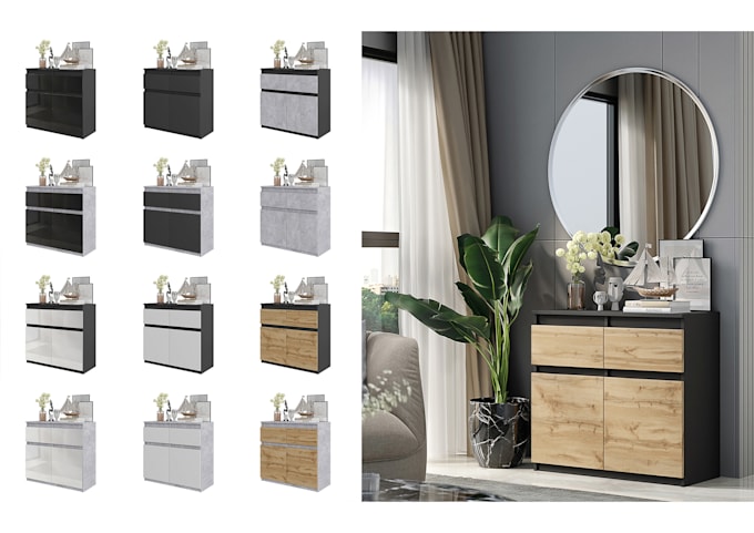 design 3d furniture rendering with various materials