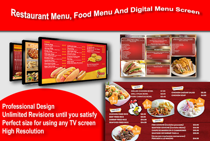 Design restaurant menu, food menu and digital menu screen by ...