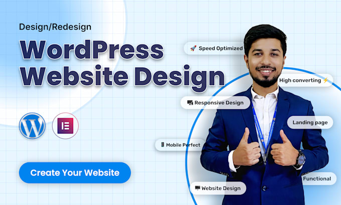 create wordpress website or landing page design using elementor