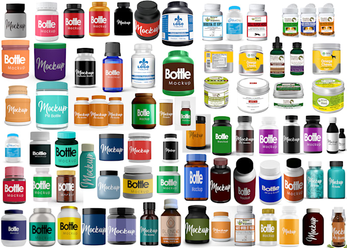 design 3d mockup render product wrap of bottle bag box pouch jar for website