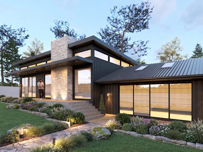 do photorealistic 3d rendering for interior and exterior