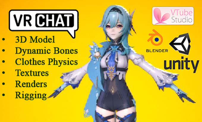design 3d rigged anime vtuber and vrchat avatar