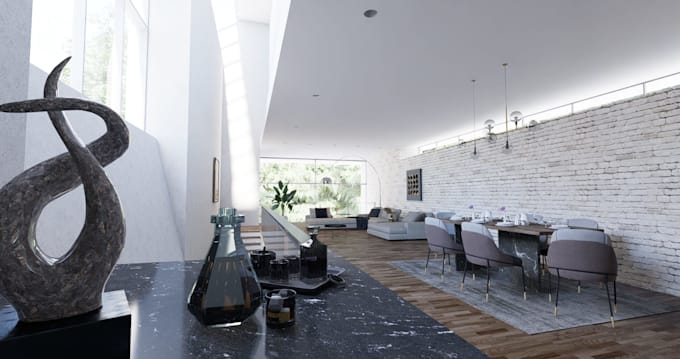 create a realistic interior 3d rendering