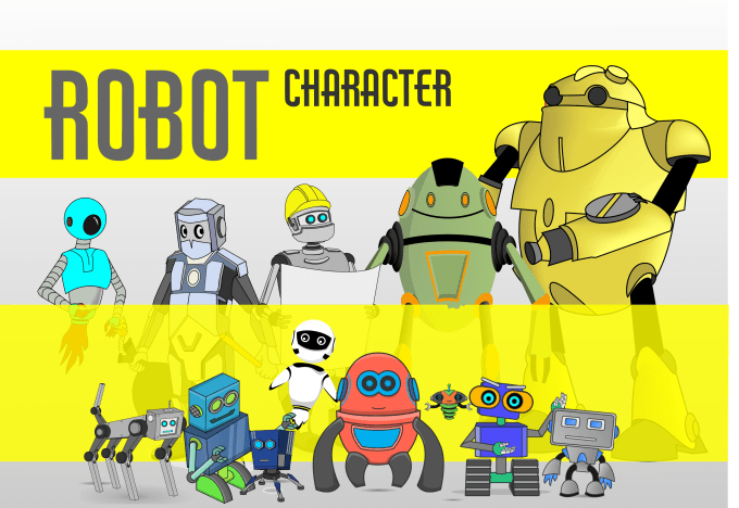 Drawing robot cyborg or cartoon character design by Oceland | Fiverr