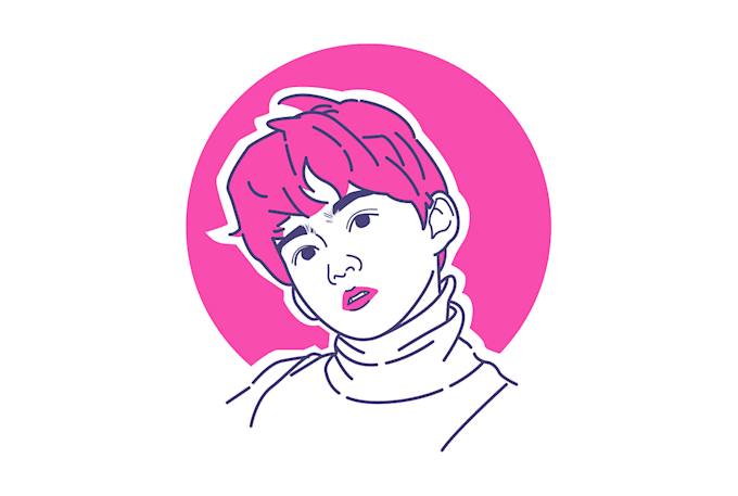 create unique minimalist line art cartoon avatar