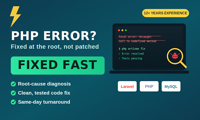 fix your php laravel error or bug fast