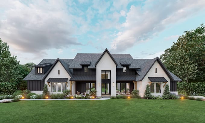 design 3d architecture exterior rendering home house commercial building model
