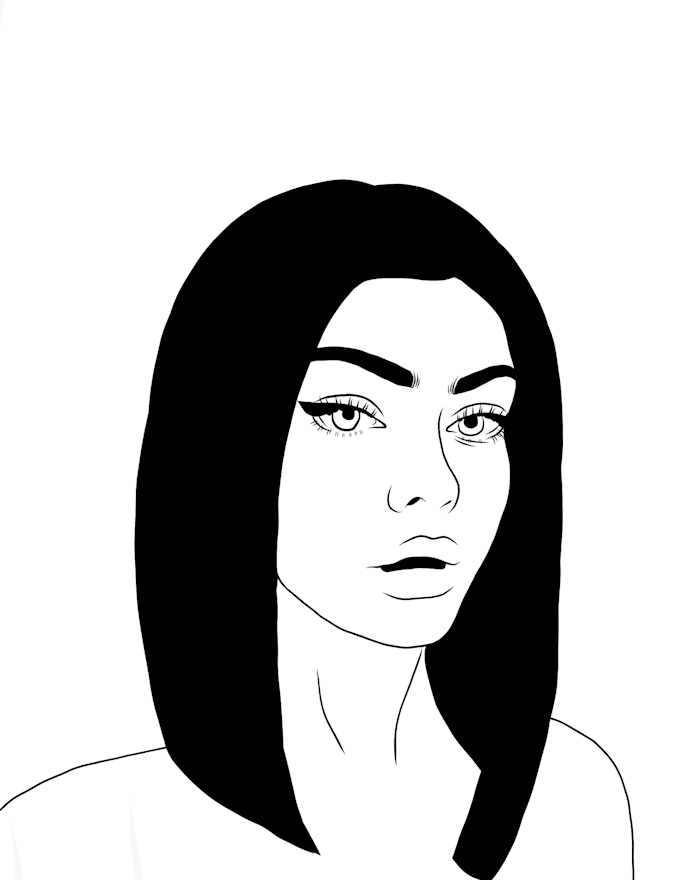 Draw a black and white cartoon by Yasm1n Fiverr