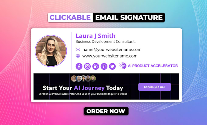 create a professional, clickable HTML email signature for gmail, outlook, iphone