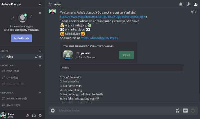 Make A Very Clean Discord Server With Rules That You Pick By Aabsyt