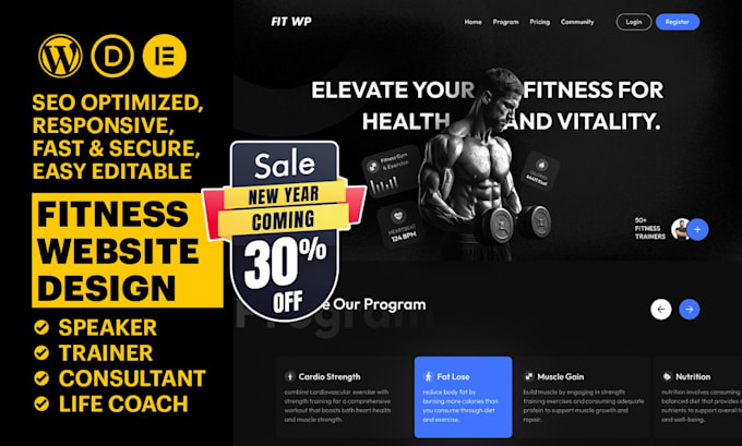 build a website for personal trainer, fitness trainer, coach, yoga, gym website